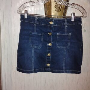 Steve Madden Dark Blue Button-Front Mini Skirt